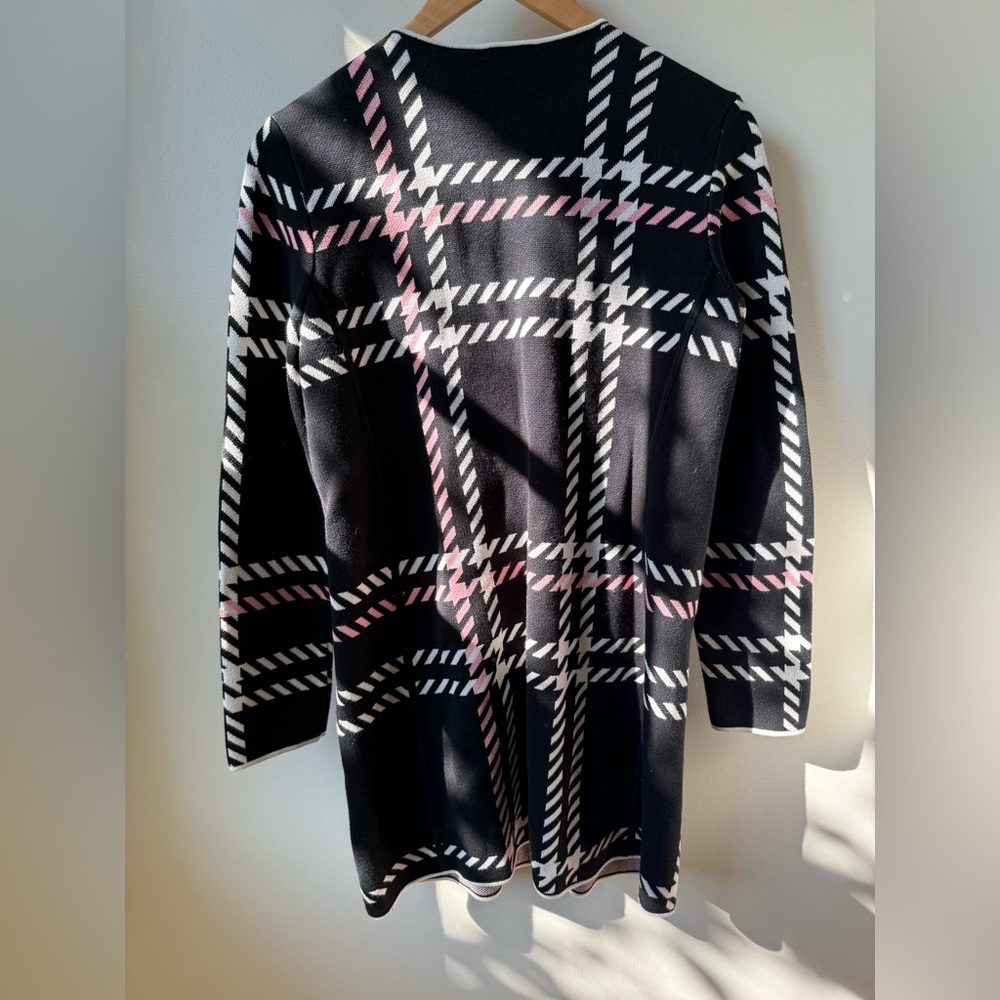 TALBOTS Herringbone Plaid Sweater Coat Classic Old Money Mature Windowpane S - Picture 2 of 7